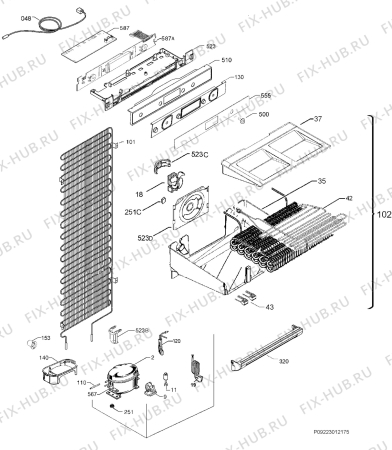 Взрыв-схема холодильника Electrolux EUP23901X - Схема узла Cooling system 017